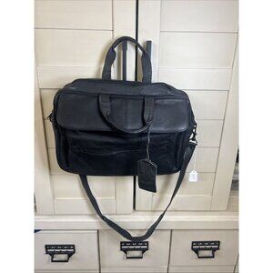 JOURDAN (Vintage) Black Leather Nylon Laptop Messenger Shoulder Bag Carry Case